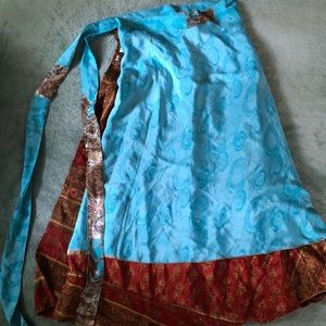 Silk sari wrap skirt
